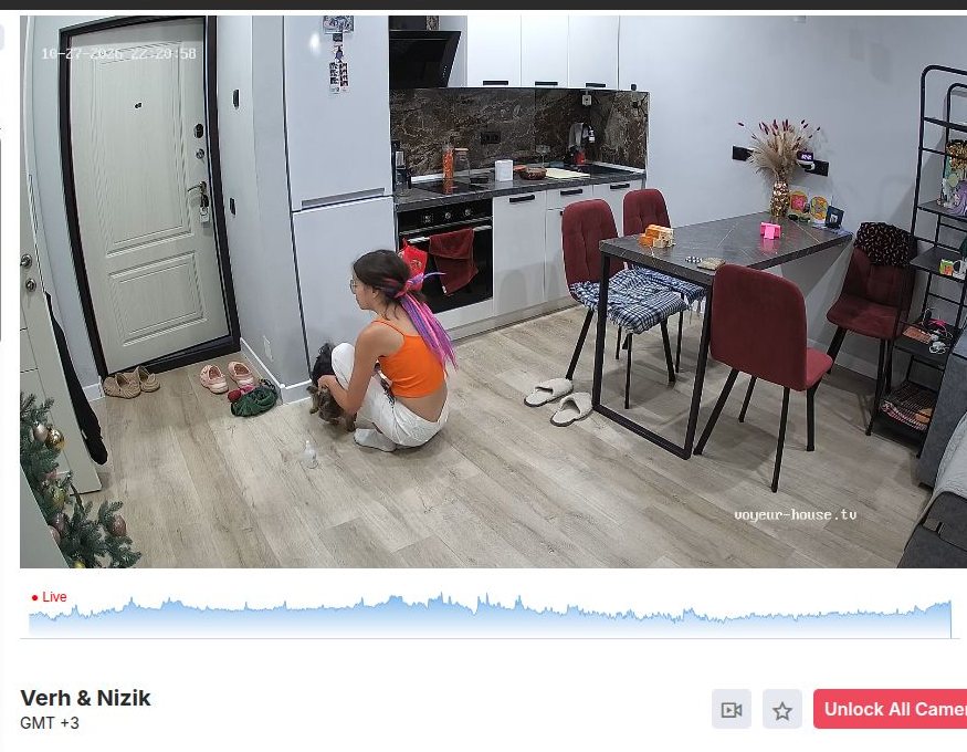 Player di Voyeur House TV su una cucina